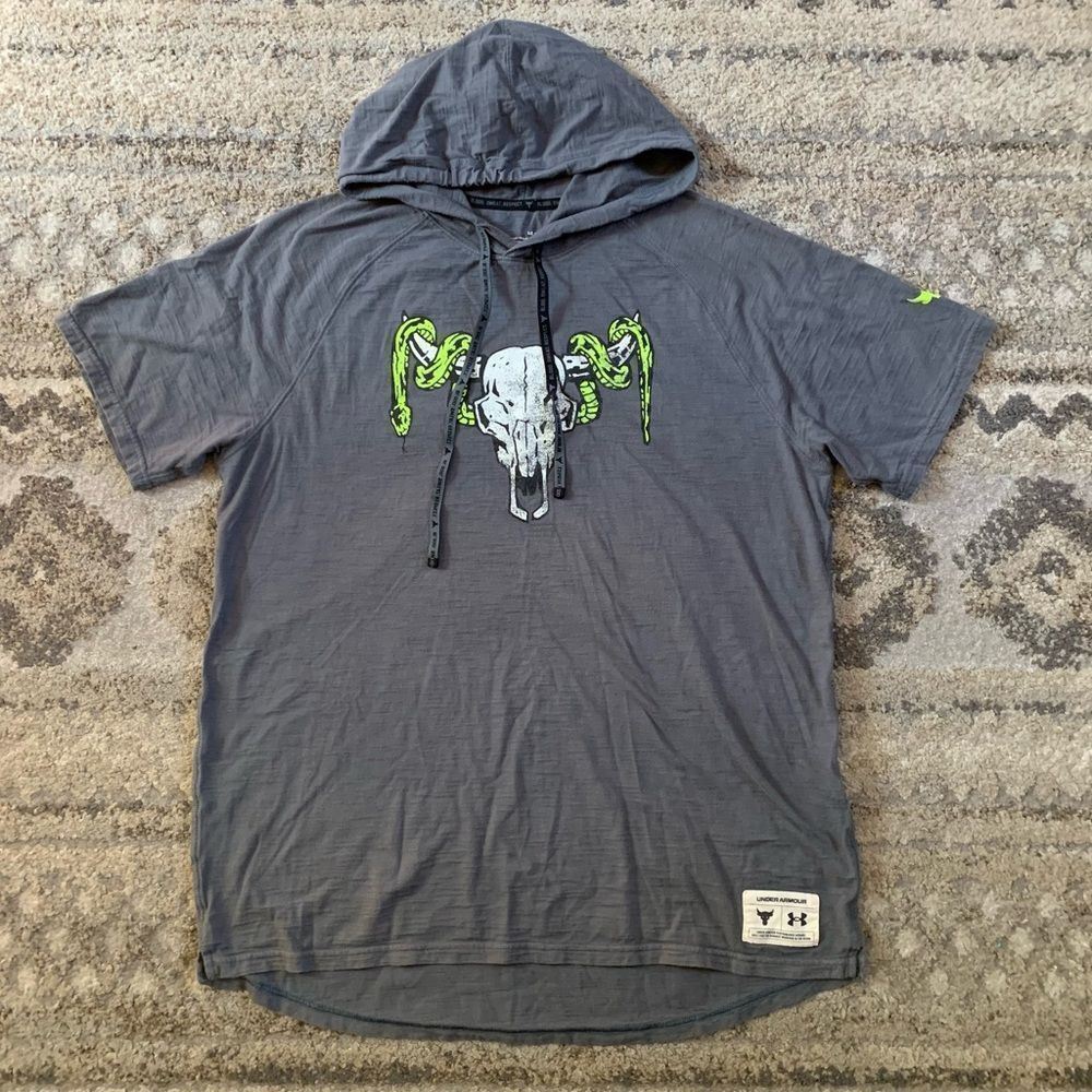 Under Armour x Project Rock Gray Shirt Sleeve Hoodie Large